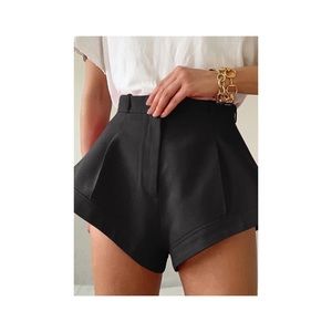 Black High Waisted Flare Shorts